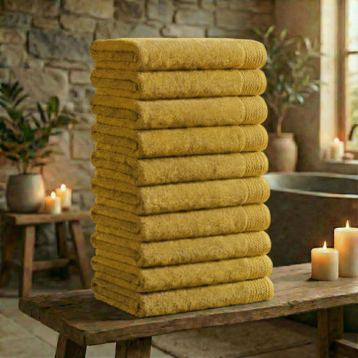 Mörgenn Deluxe Hotel Handdoeken - 70x140cm - 100% Katoen - 550gr/m2 - 10 stuks Yellow - Mörgenn
