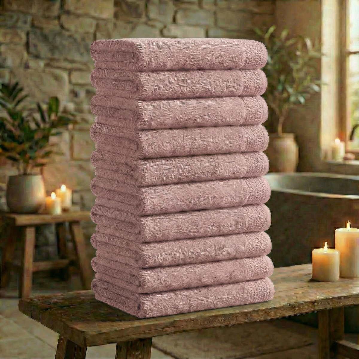 Mörgenn Deluxe Hotel Handdoeken - 70x140cm - 100% Katoen - 550gr/m2 - 10 stuks Pink - Mörgenn