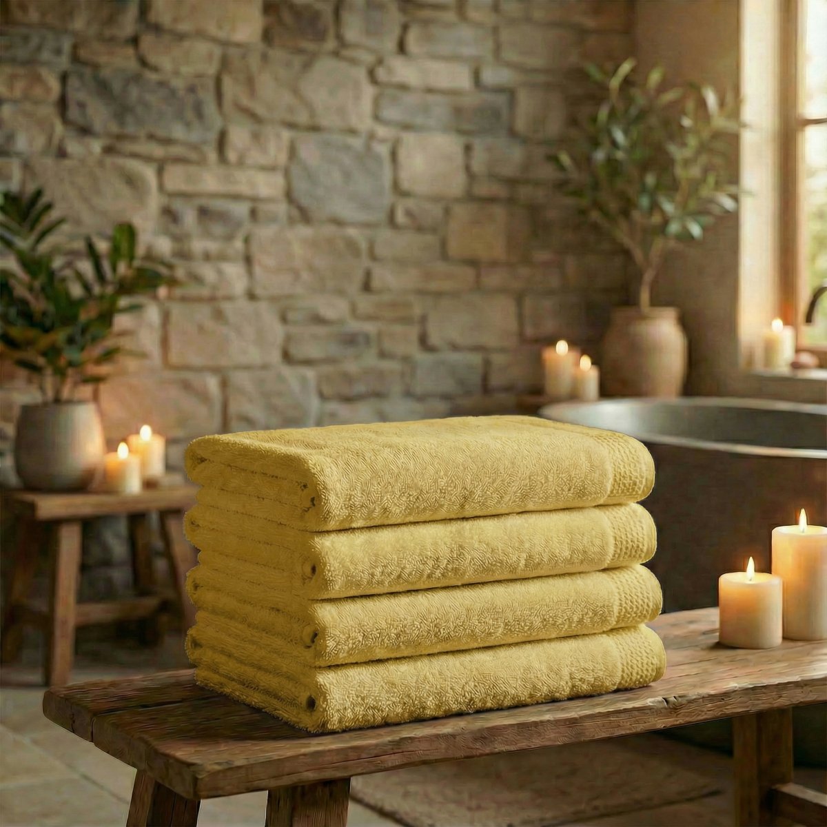 Mörgenn Deluxe Hotel Handdoeken - 70x140cm - 100% Katoen - 550gr/m2 - 4 stuks Yellow - Mörgenn