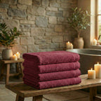 Mörgenn Deluxe Hotel Handdoeken - 70x140cm - 100% Katoen - 550gr/m2 - 4 stuks Bordeaux Red - Mörgenn