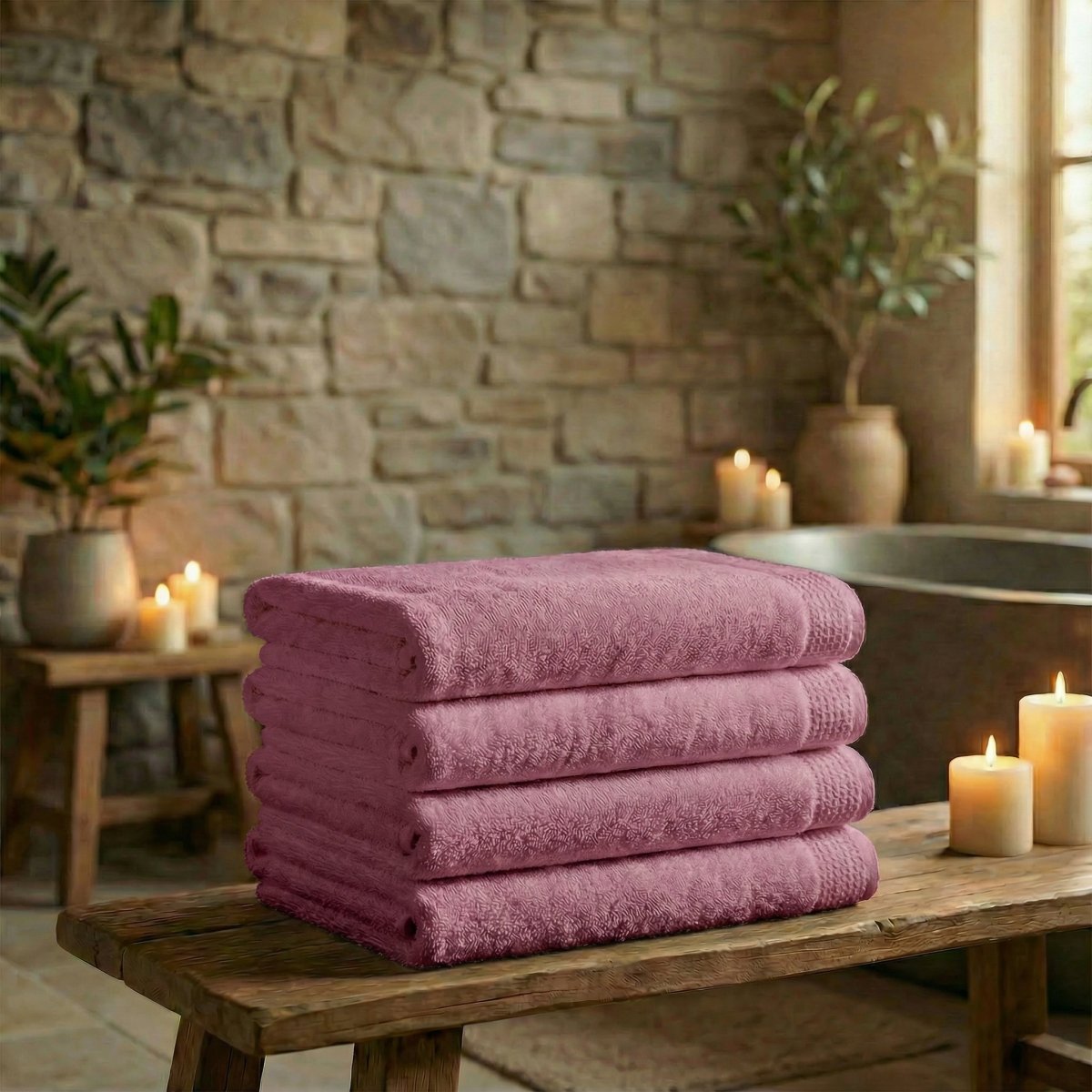 Mörgenn Deluxe Hotel Handdoeken - 70x140cm - 100% Katoen - 550gr/m2 - 4 stuks Mauve - Mörgenn