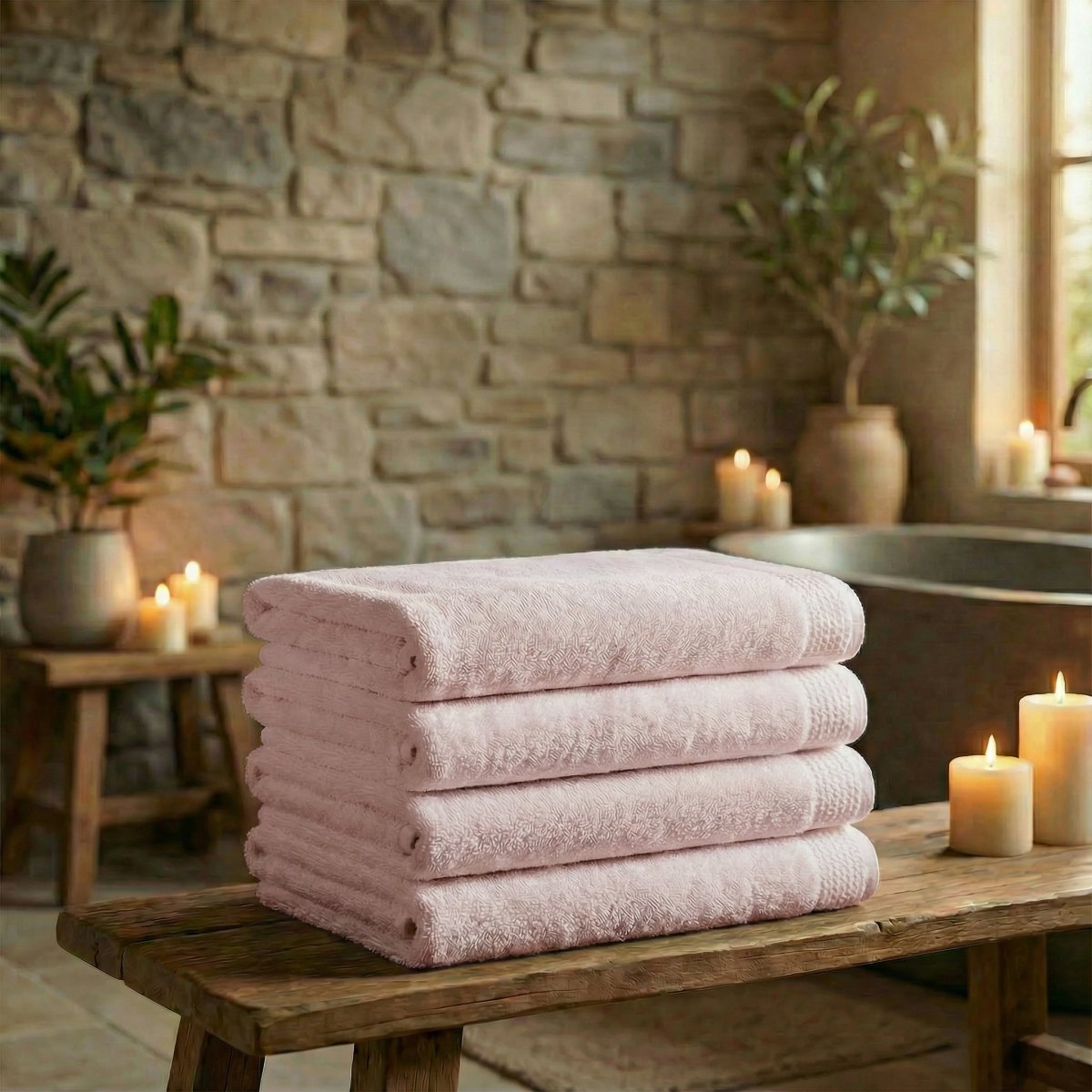 Mörgenn Deluxe Hotel Handdoeken - 70x140cm - 100% Katoen - 550gr/m2 - 4 stuks Pink - Mörgenn