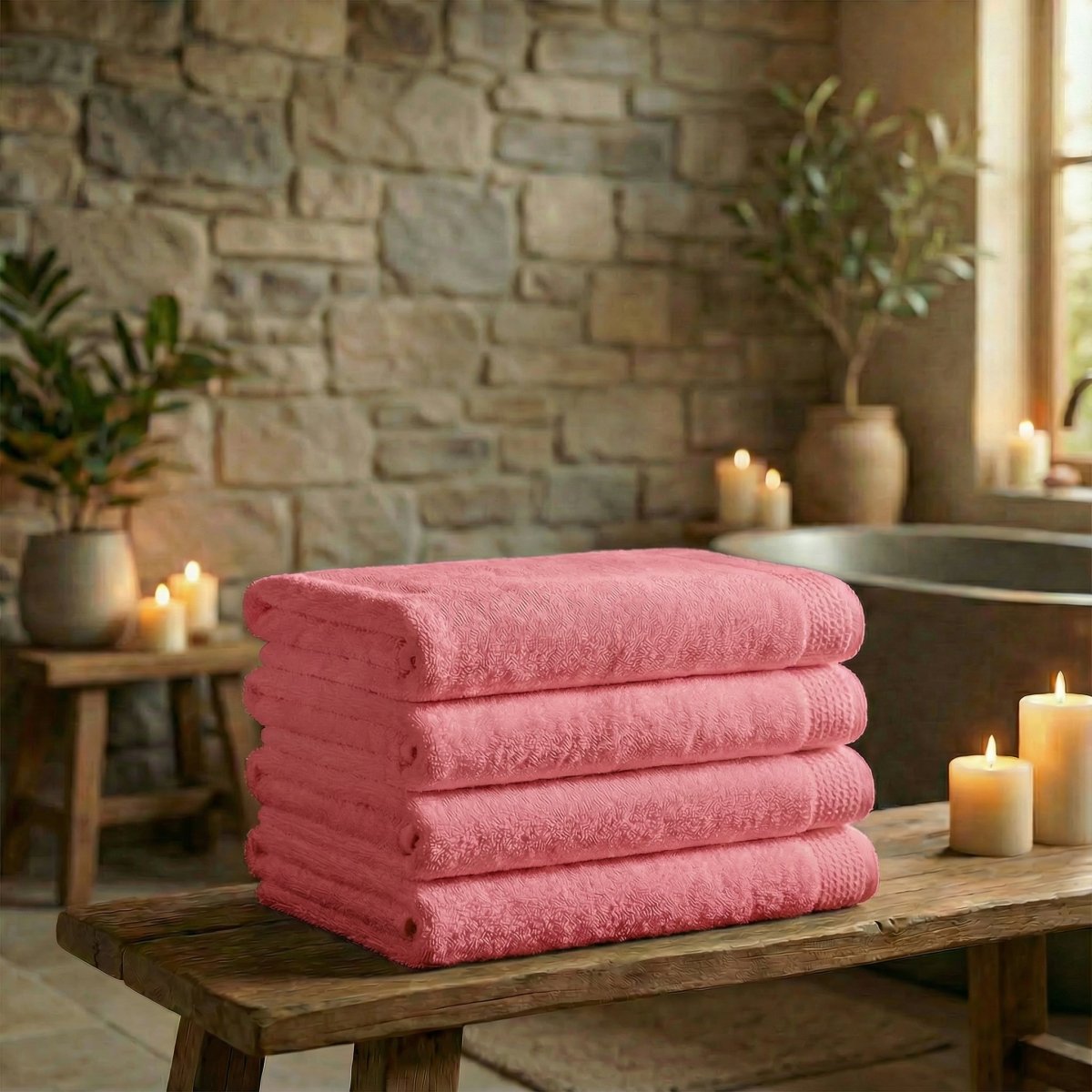 Mörgenn Deluxe Hotel Handdoeken - 70x140cm - 100% Katoen - 550gr/m2 - 4 stuks Rosé - Mörgenn