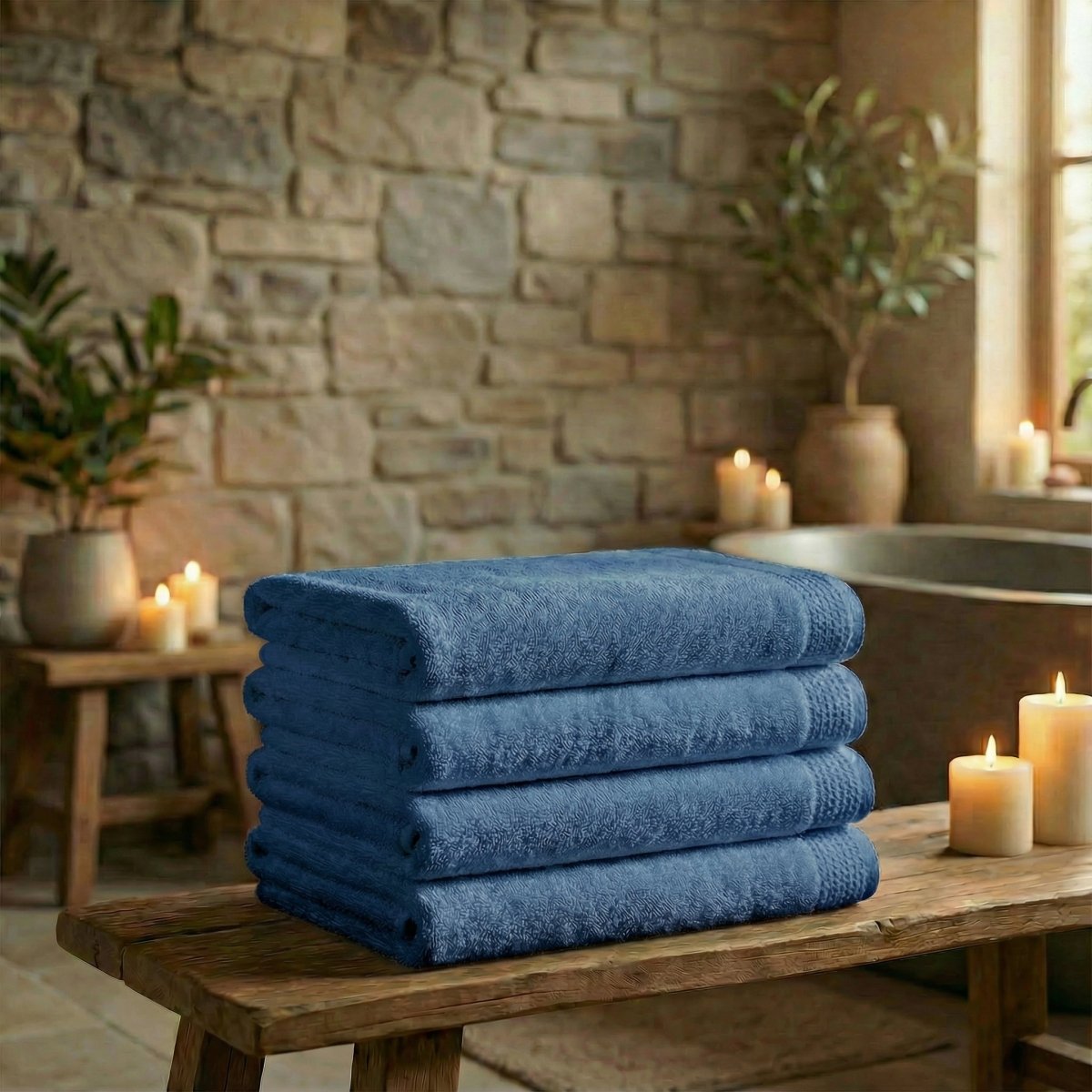 Mörgenn Deluxe Hotel Handdoeken - 70x140cm - 100% Katoen - 550gr/m2 - 4 stuks Blue - Mörgenn