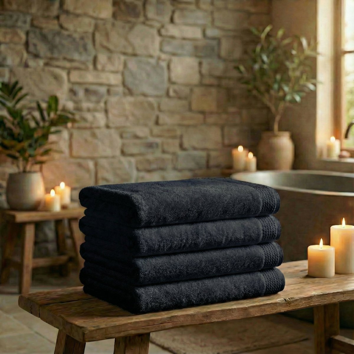 Mörgenn Deluxe Hotel Handdoeken - 70x140cm - 100% Katoen - 550gr/m2 - 4 stuks Black - Mörgenn