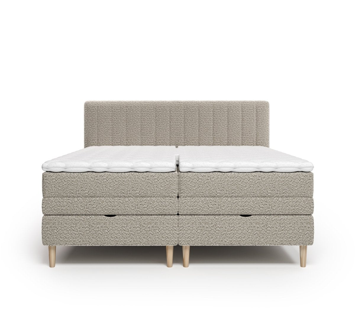 Mörgenn Elektrische Boxspring EDEN met Opbergruimte - Inclusief Montage + Dekbed en Kussens 90 x 200 Beige (Flow 02) - Mörgenn