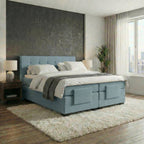 Mörgenn Elektrische Boxspring LUXA - Pocketvering - Inclusief Montage + Dekbed en Kussens 90 x 200 Lichtblauw - Mörgenn