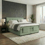 Mörgenn Elektrische Boxspring LUXA - Pocketvering - Inclusief Montage + Dekbed en Kussens 90 x 200 Groen - Mörgenn