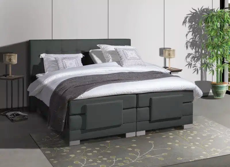 Mörgenn Elektrische Boxspring LUXA - Pocketvering - Inclusief Montage + Dekbed en Kussens 90 x 200 Beige - Mörgenn