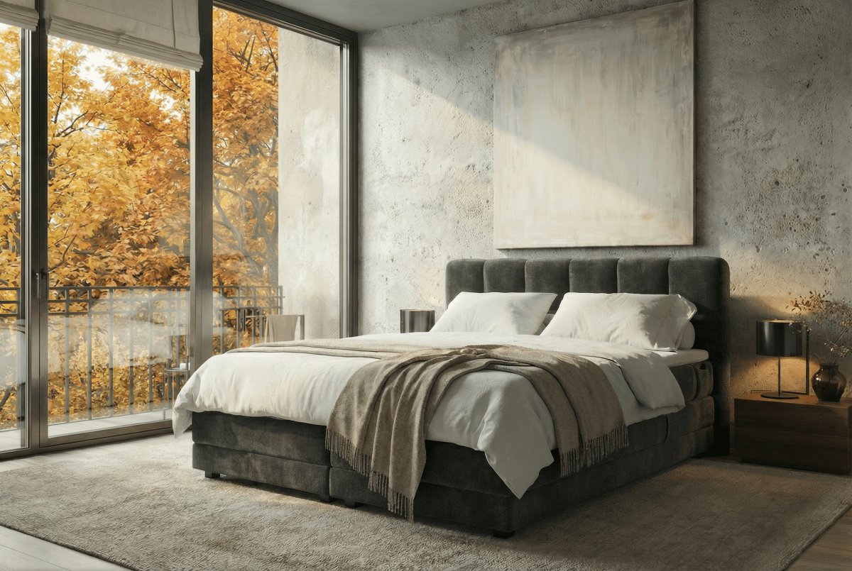 Mörgenn Elektrische Boxspring PURE - Pocketvering - Inclusief Montage + Dekbed en Kussens 90 x 200 Beige (Flow 02) - Mörgenn