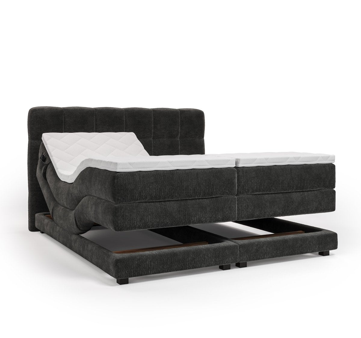 Mörgenn Elektrische Boxspring PURE - Pocketvering - Inclusief Montage + Dekbed en Kussens 90 x 200 Beige (Flow 02) - Mörgenn