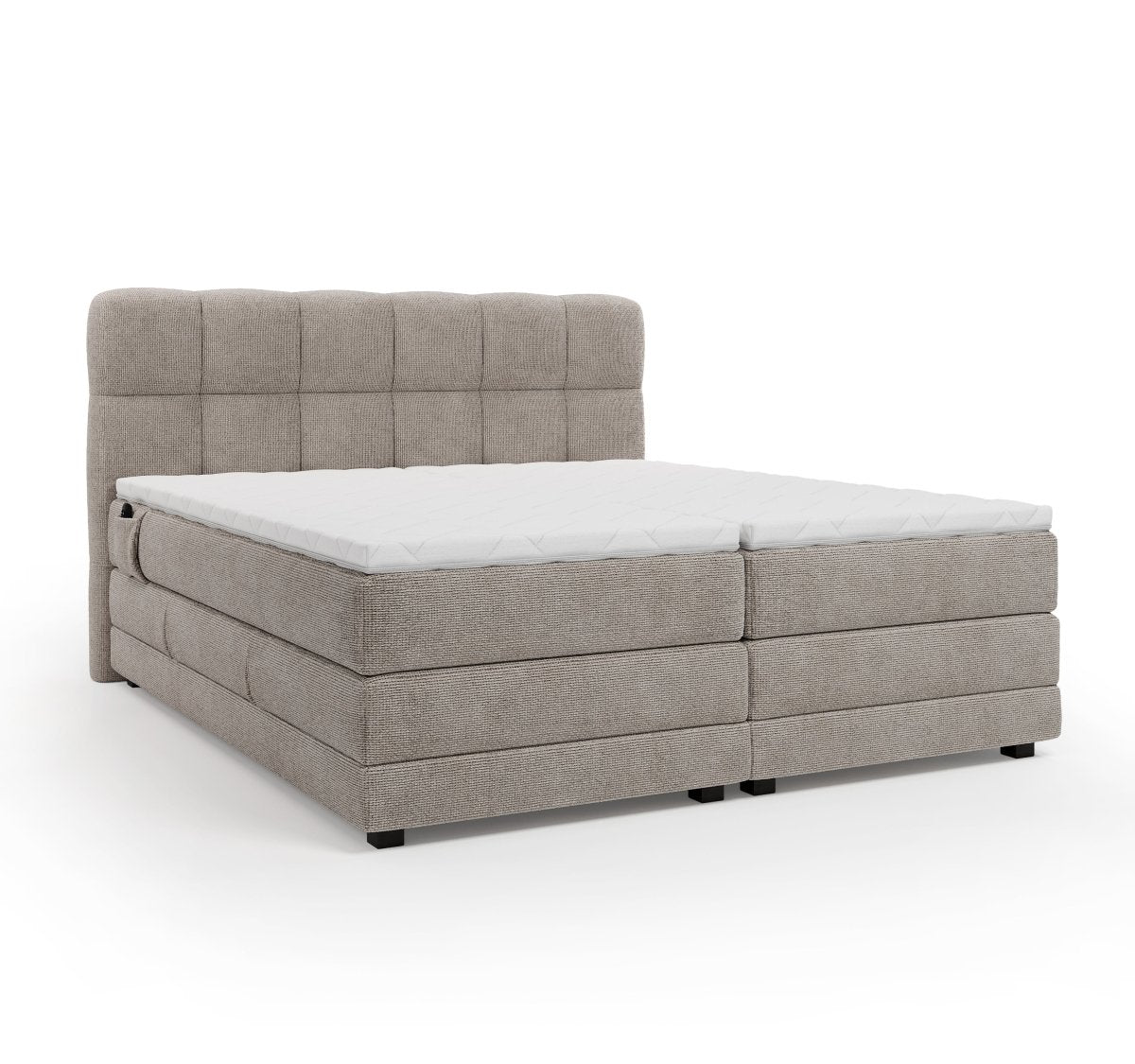 Mörgenn Elektrische Boxspring PURE - Pocketvering - Inclusief Montage + Dekbed en Kussens 90 x 200 Beige (Flow 02) - Mörgenn