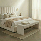 Mörgenn Gestoffeerde Voetenbank Curvy - Elegante Voetenbank 75 cm breed - Mörgenn