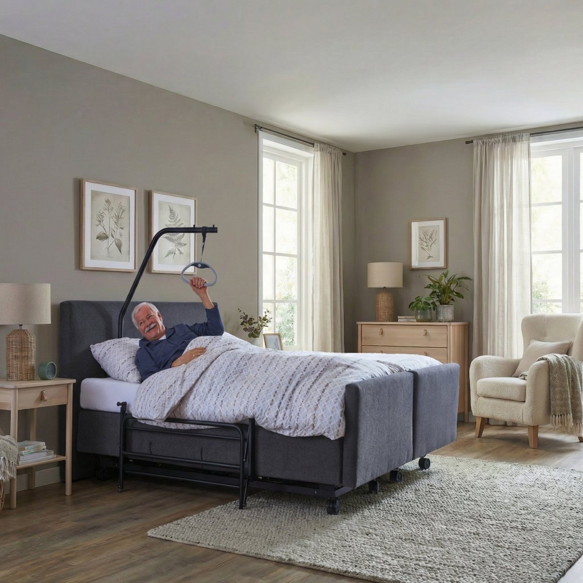 Mörgenn Hooglaag Bed COMFORT Elektrisch Verstelbaar - Incl. Montage 90x200 Antraciet - Mörgenn