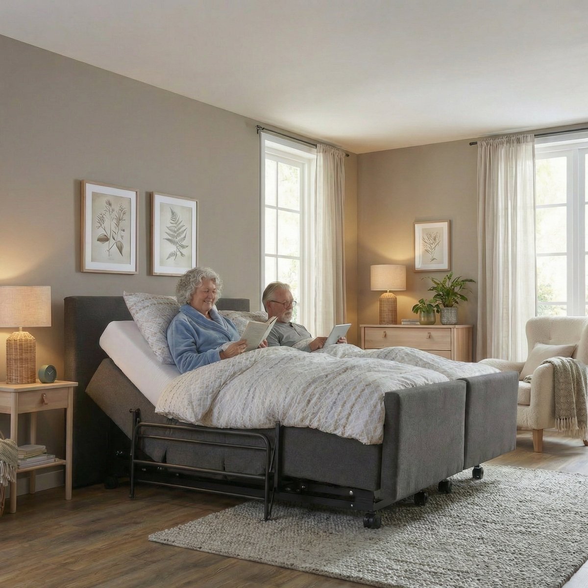 Mörgenn Hooglaag Bed COMFORT Elektrisch Verstelbaar - Incl. Montage 90x200 Antraciet - Mörgenn