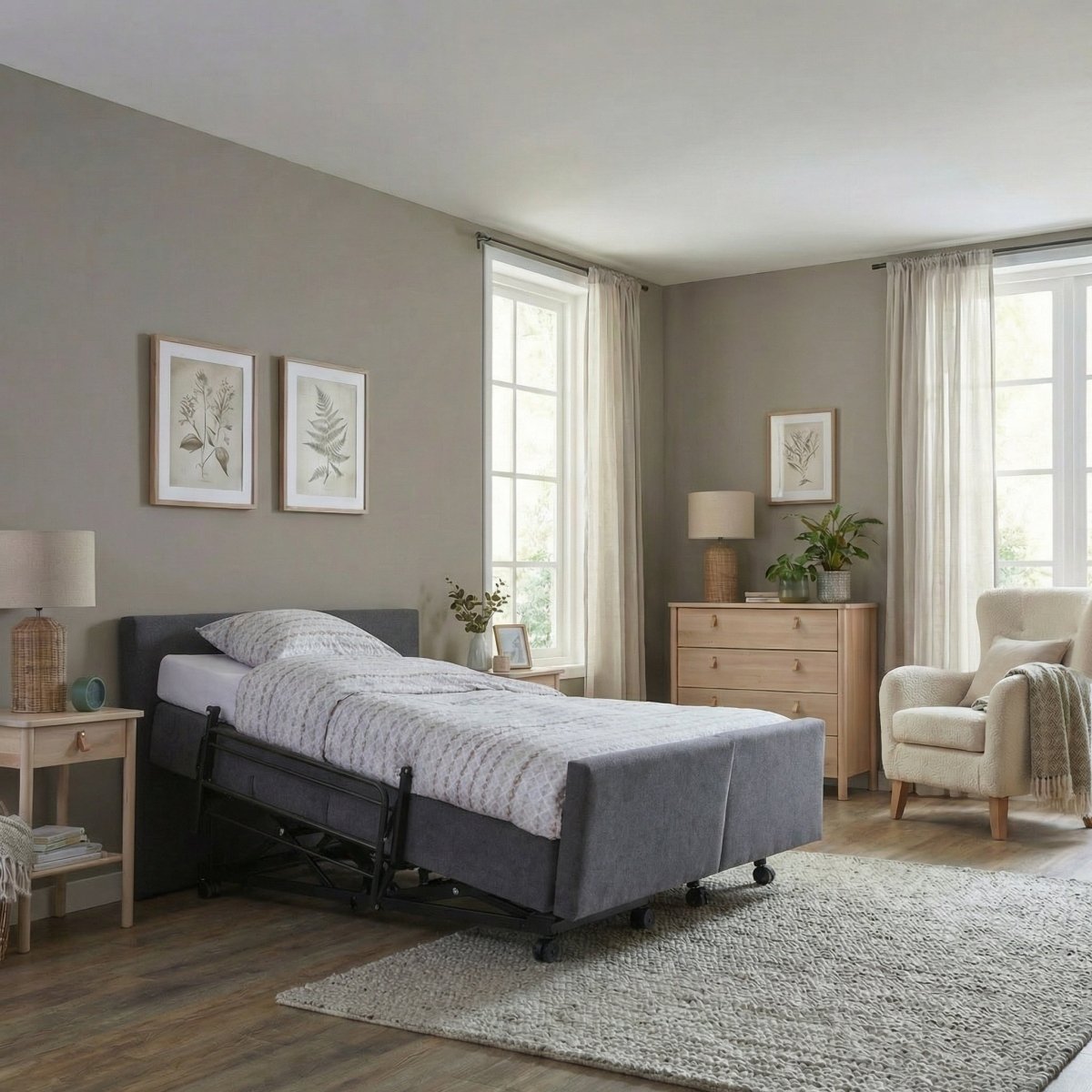 Mörgenn Hooglaag Bed COMFORT Elektrisch Verstelbaar - Incl. Montage 90x200 Antraciet - Mörgenn