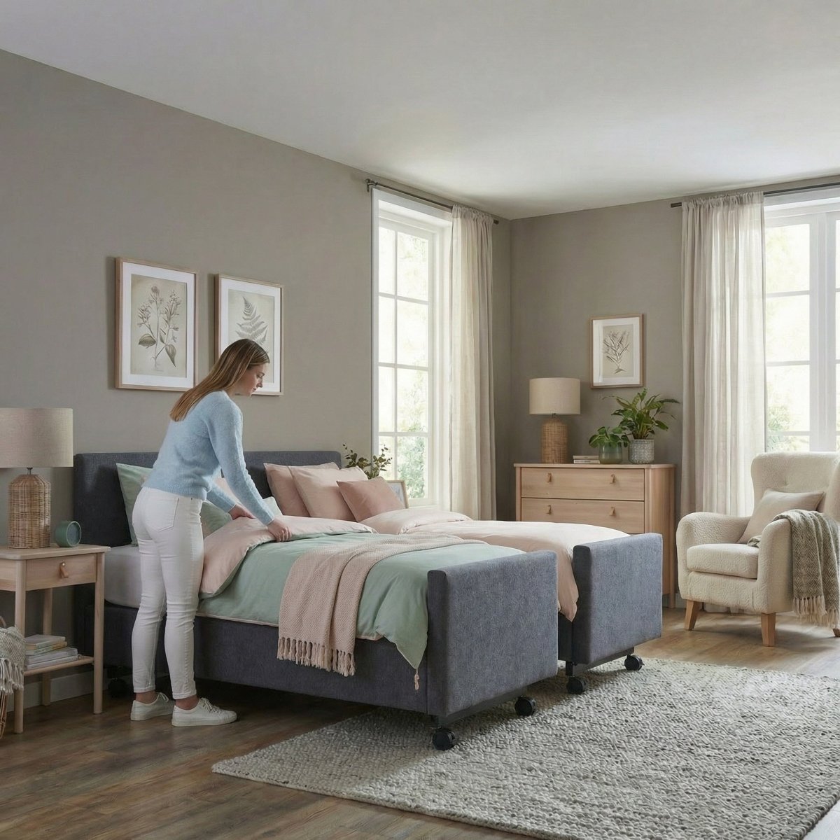 Mörgenn Hooglaag Bed COMFORT Elektrisch Verstelbaar - Incl. Montage 90x200 Antraciet - Mörgenn