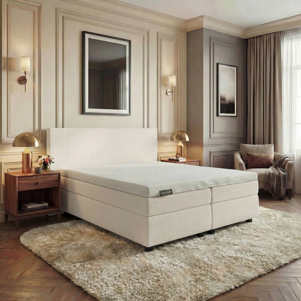 Mörgenn Hotel en B&B Boxspring - Pocketvering - Luxe Topper - Alle kleuren - Alle maten 80 x 200 Ivoor - Mörgenn