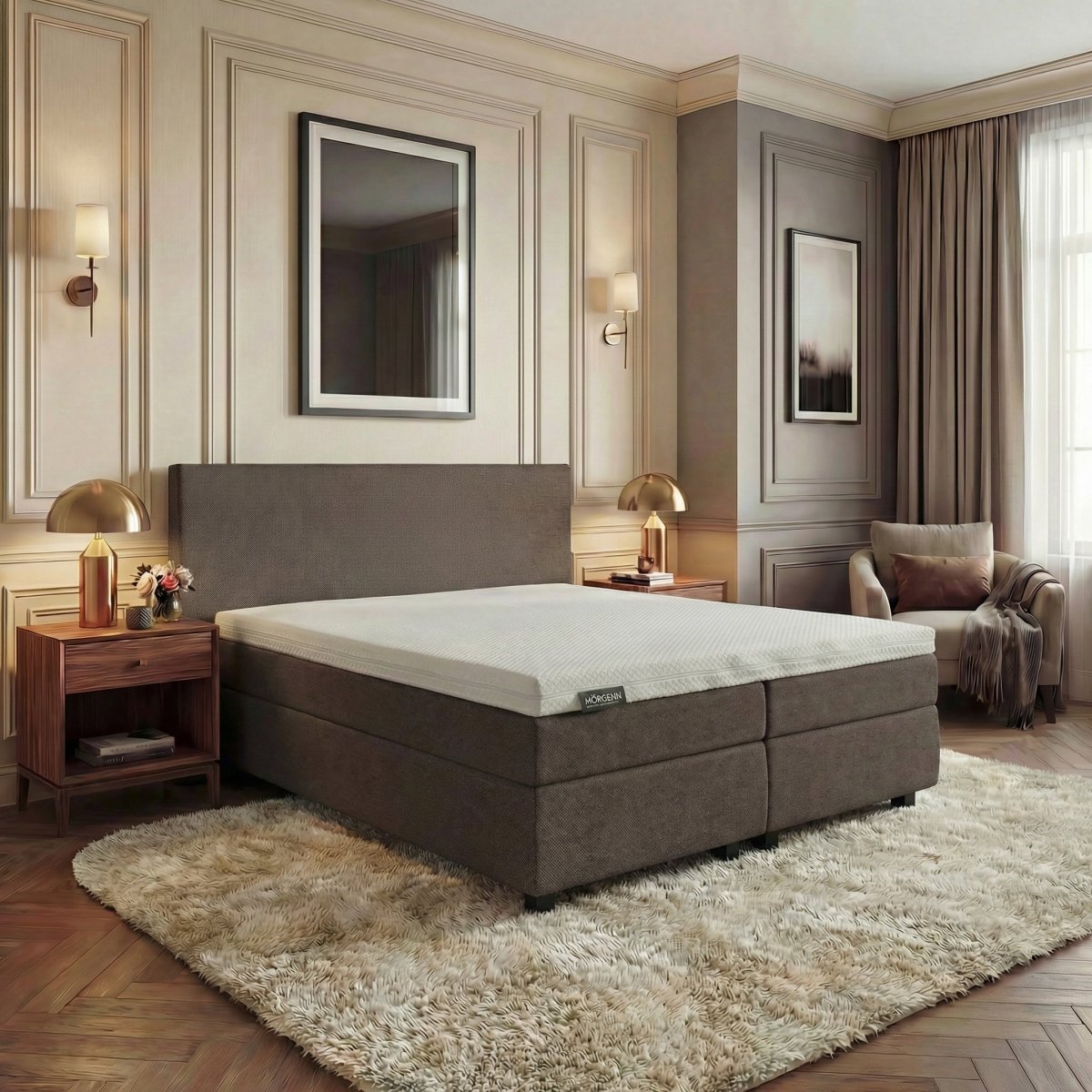 Mörgenn Hotel en B&B Boxspring - Pocketvering - Luxe Topper - Alle kleuren - Alle maten 80 x 200 Bruin - Mörgenn