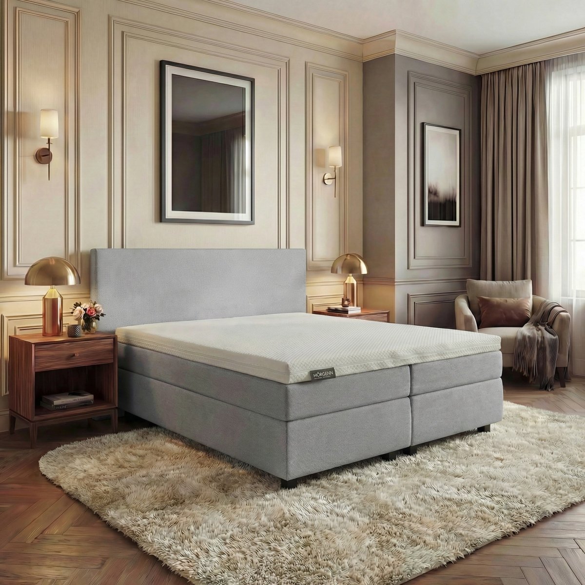 Mörgenn Hotel en B&B Boxspring - Pocketvering - Luxe Topper - Alle kleuren - Alle maten 80 x 200 Lichtgrijs - Mörgenn