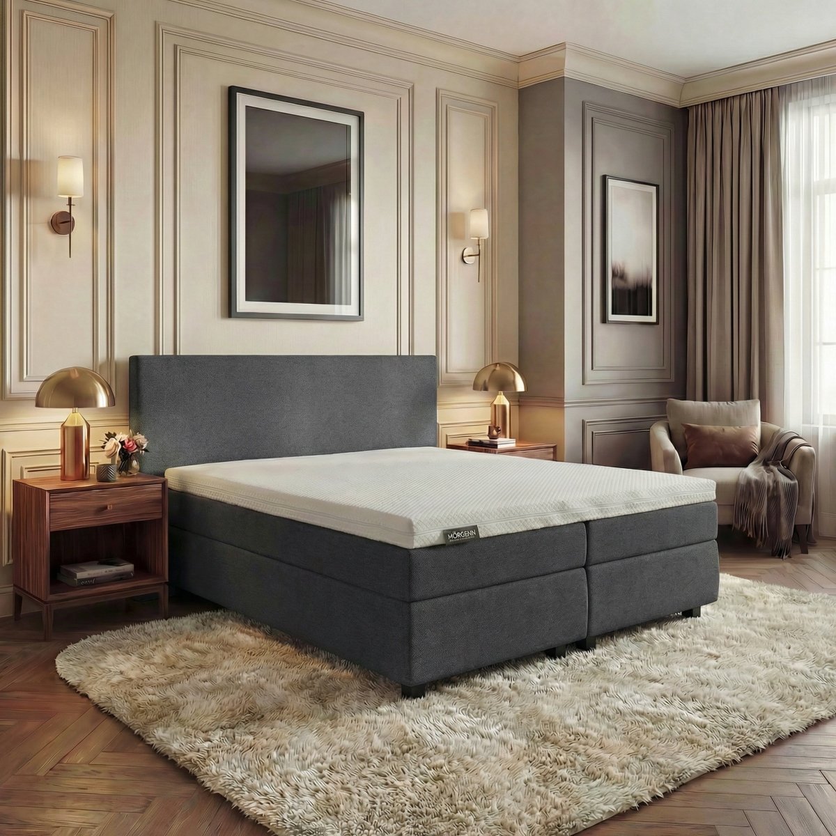 Mörgenn Hotel en B&B Boxspring - Pocketvering - Luxe Topper - Alle kleuren - Alle maten 80 x 200 Antraciet - Mörgenn
