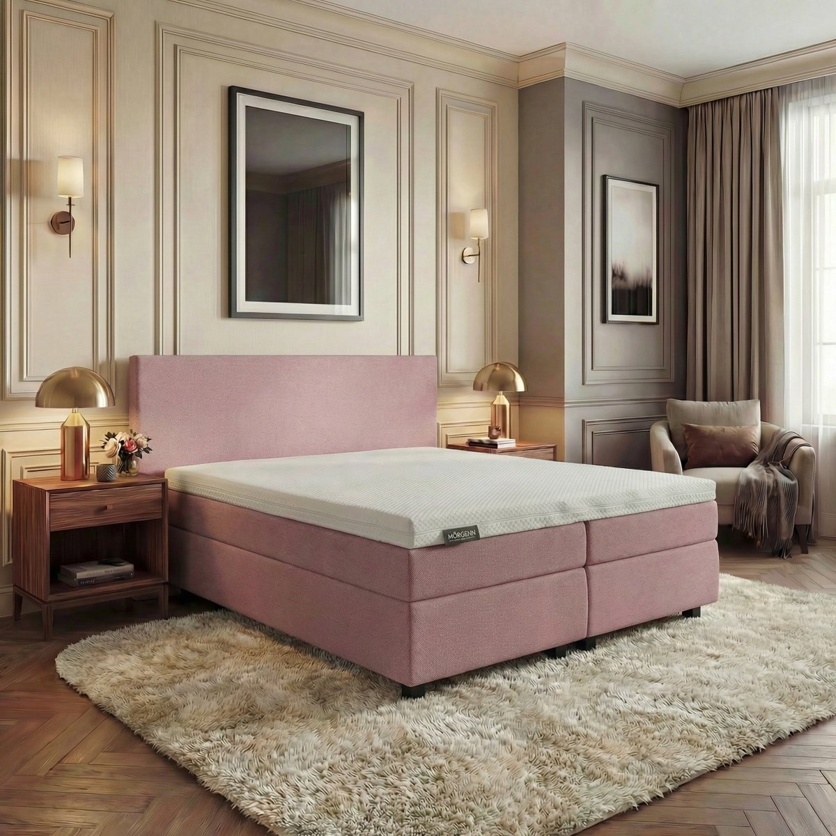 Mörgenn Hotel en B&B Boxspring - Pocketvering - Luxe Topper - Alle kleuren - Alle maten 80 x 200 Oud Roze - Mörgenn