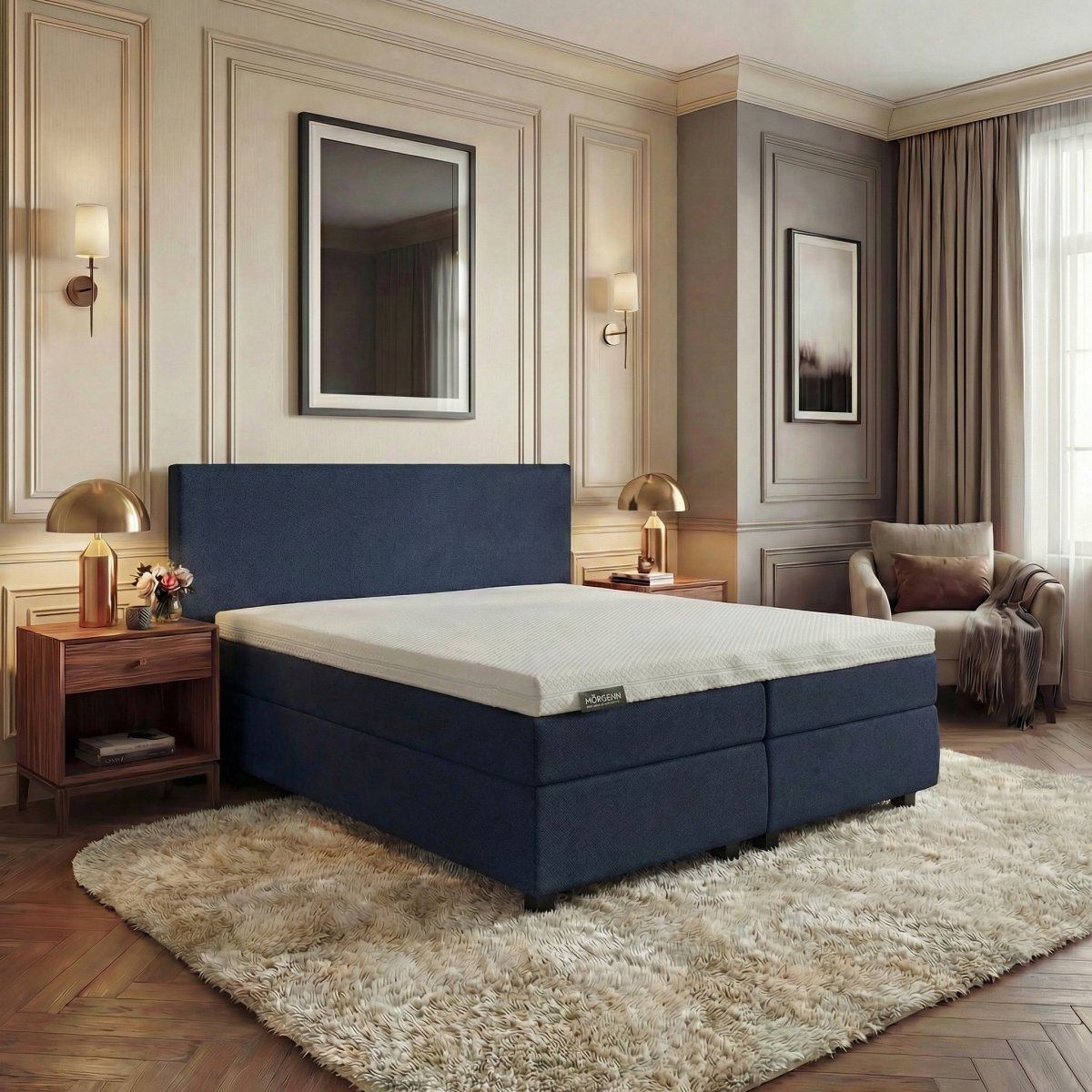 Mörgenn Hotel en B&B Boxspring - Pocketvering - Luxe Topper - Alle kleuren - Alle maten 80 x 200 Donkerblauw - Mörgenn