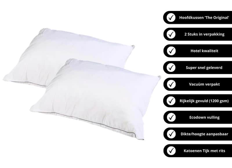 Mörgenn Hotelkwaliteit Hoofdkussen The Original - 2 Hotelkussens 2 kussens in doos - Mörgenn