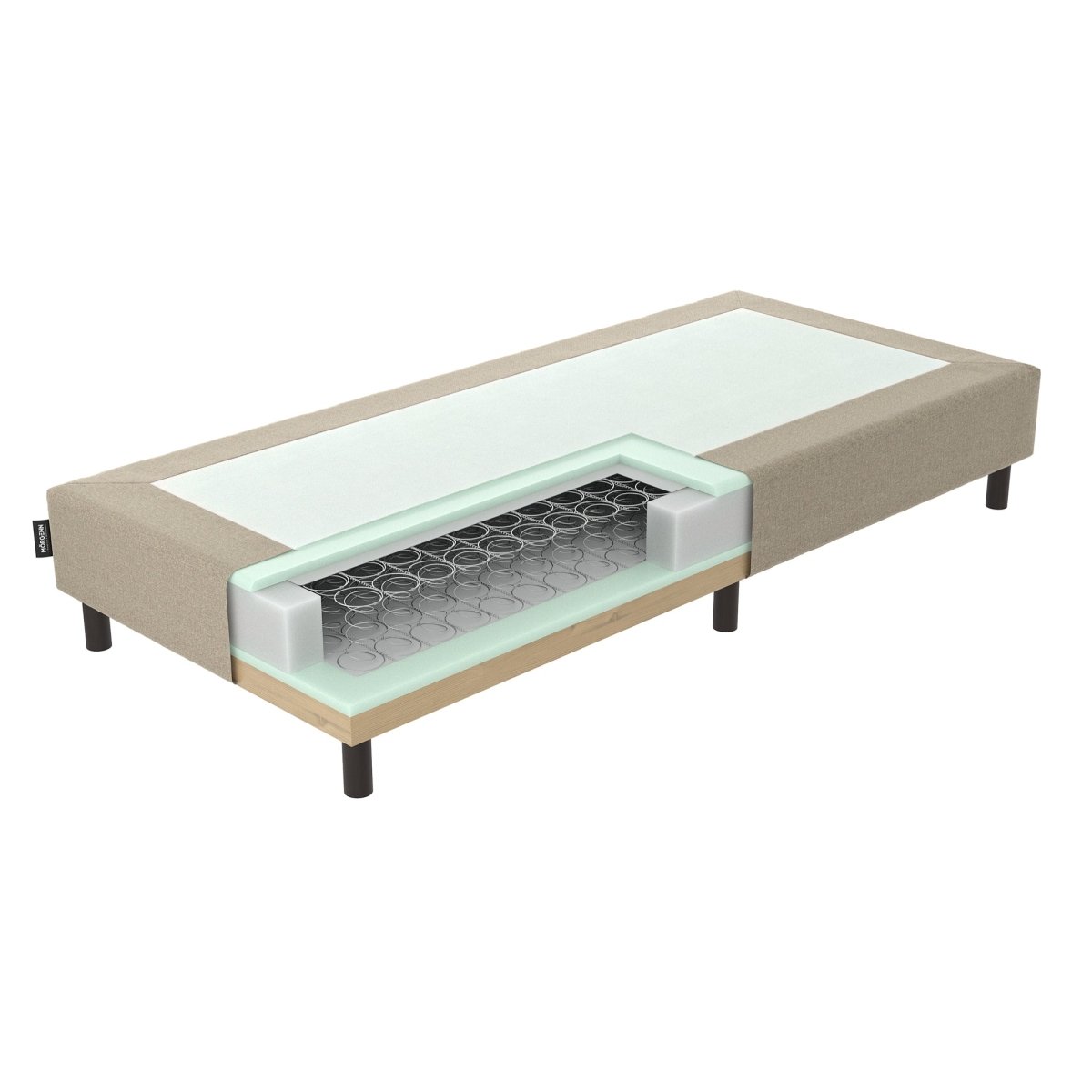 Mörgenn Idéal Boxspring - Verend - Hotelkwaliteit - 20 of 30 cm hoog 60 x 200 ca. 20cm hoog Taupe - Mörgenn