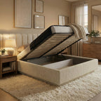 Mörgenn Luxe Bed Loft Luxe Designbed - Zonder Poten - XXL Hoofdbord 140x200 Gebroken Wit (Ivory 1) Zonder Matras - Mörgenn