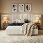 Mörgenn Luxe Bed Loft Luxe Designbed - Zonder Poten - XXL Hoofdbord 140x200 Gebroken Wit (Ivory 1) Zonder Matras - Mörgenn