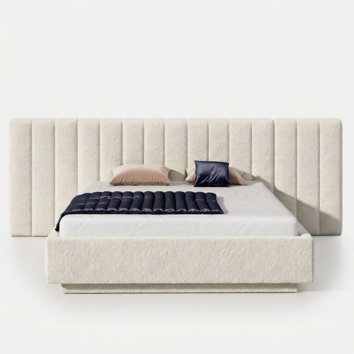 Mörgenn Luxe Bed Loft Luxe Designbed - Zonder Poten - XXL Hoofdbord 140x200 Gebroken Wit (Ivory 1) Zonder Matras - Mörgenn