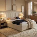 Mörgenn Luxe Bed Loft Luxe Designbed - Zonder Poten - XXL Hoofdbord 140x200 Gebroken Wit (Ivory 1) Zonder Matras - Mörgenn