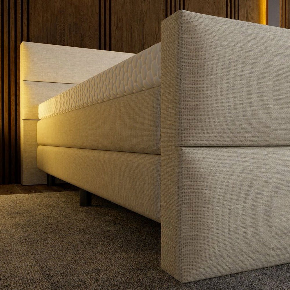 Mörgenn Luxe Boxspring Billy - Pocketvering + Luxe hoofdbord en/of voetbord + Luxe topper 140 x 200 Luxury 4 - vaks hoofdbord Luxury 4 - vaks voetbord - Mörgenn