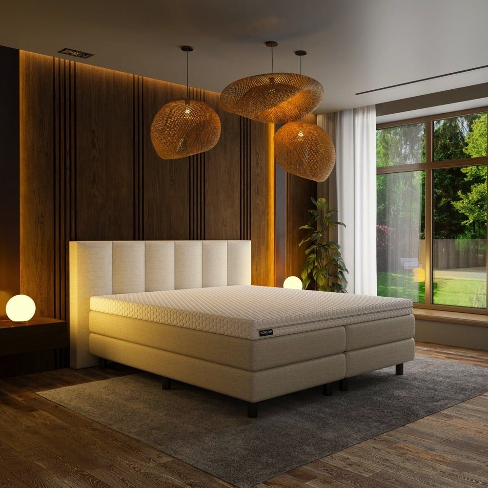 Mörgenn Luxe Boxspring Billy - Pocketvering + Luxe hoofdbord en/of voetbord + Luxe topper 140 x 200 Luxury 6 - baans hoofdbord Geen Voetbord - Mörgenn