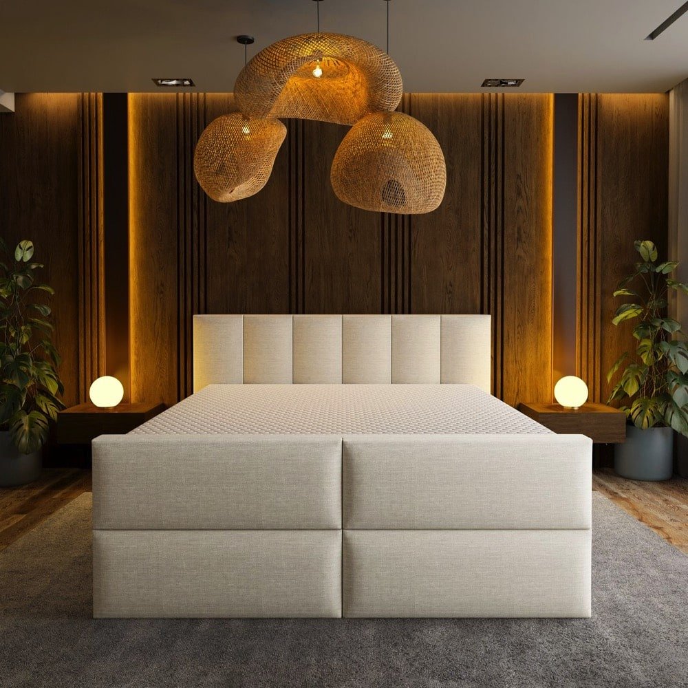 Mörgenn Luxe Boxspring Billy - Pocketvering + Luxe hoofdbord en/of voetbord + Luxe topper 140 x 200 Luxury 6 - baans hoofdbord Luxury 4 - vaks voetbord - Mörgenn