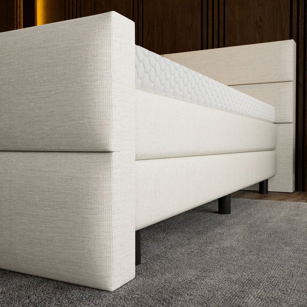 Mörgenn Luxe Boxspring Billy - Pocketvering + Luxe hoofdbord en/of voetbord + Luxe topper 140 x 200 Luxury 4 - vaks hoofdbord Luxury 4 - vaks voetbord - Mörgenn