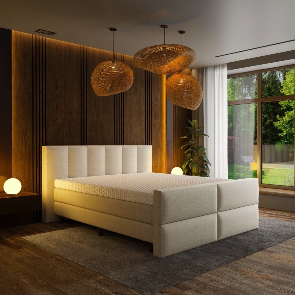Mörgenn Luxe Boxspring Billy - Pocketvering + Luxe hoofdbord en/of voetbord + Luxe topper 140 x 200 Luxury 6 - baans hoofdbord Luxury 4 - vaks voetbord - Mörgenn