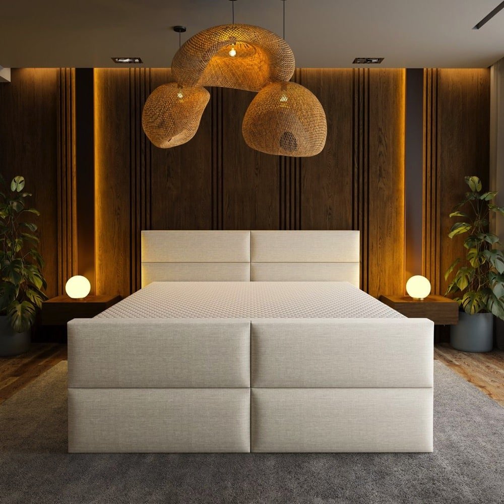 Mörgenn Luxe Boxspring Billy - Pocketvering + Luxe hoofdbord en/of voetbord + Luxe topper 140 x 200 Luxury 4 - vaks hoofdbord Luxury 4 - vaks voetbord - Mörgenn