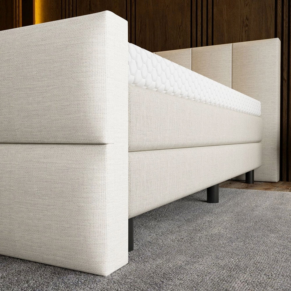 Mörgenn Luxe Boxspring Billy - Pocketvering + Luxe hoofdbord en/of voetbord + Luxe topper 140 x 200 Luxury 6 - baans hoofdbord Luxury 4 - vaks voetbord - Mörgenn