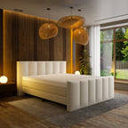 Mörgenn Luxe Boxspring Billy - Pocketvering + Luxe hoofdbord en/of voetbord + Luxe topper 140 x 200 Luxury 6 - baans hoofdbord Luxury 6 - baans voetbord - Mörgenn