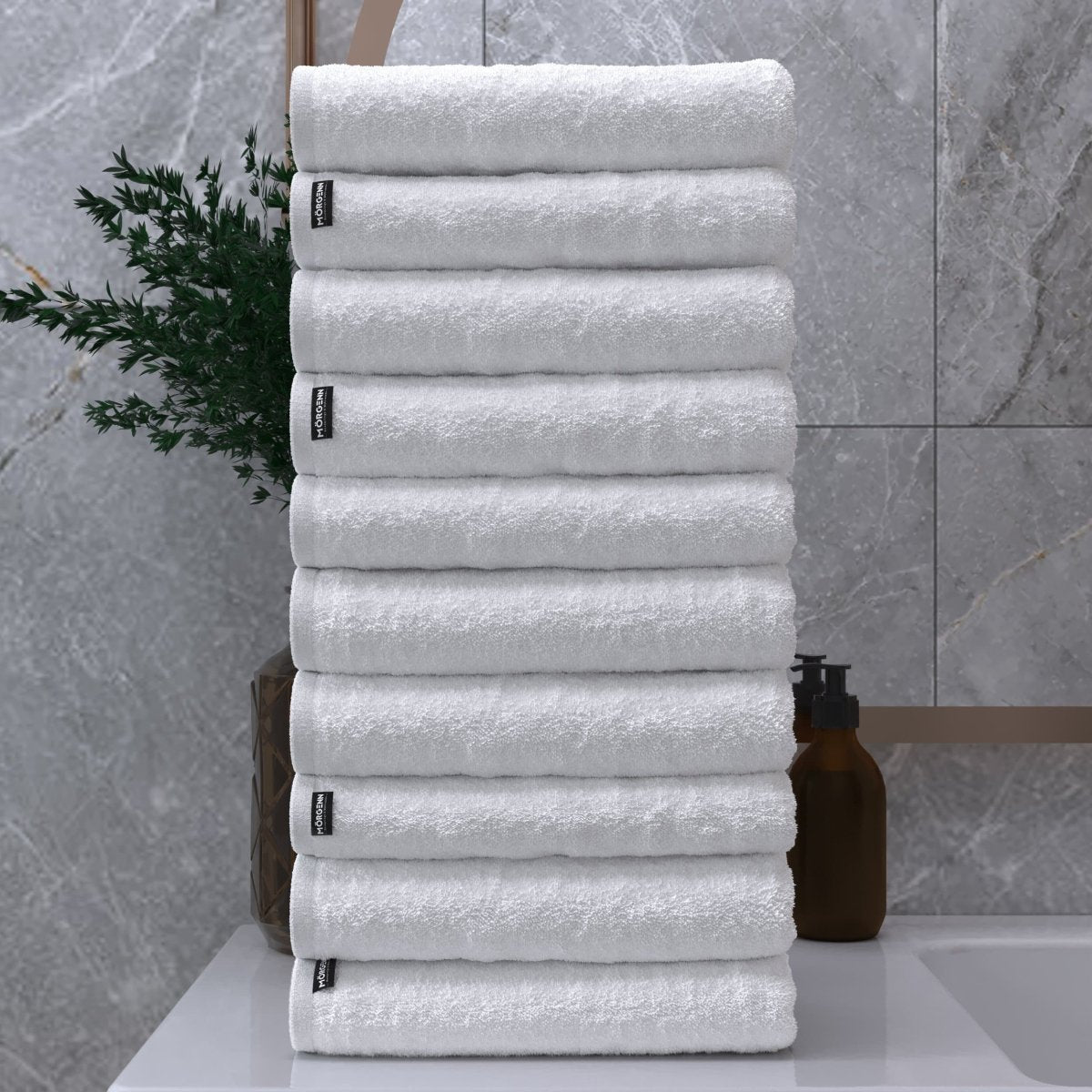 Mörgenn Luxe Hotel handdoeken / Badhanddoeken - 100% Katoen - 550gr/m2 - 10 - delig - 4 kleuren Wit - Mörgenn