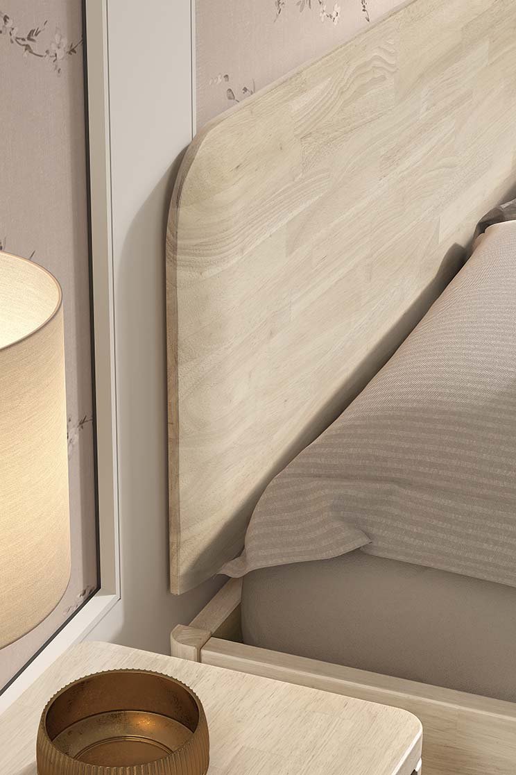 Mörgenn Luxury Line Hevea Ledikant - Rubberhout - Zonder matras 90x200 cm Sand Geen Hoofdbord - Mörgenn