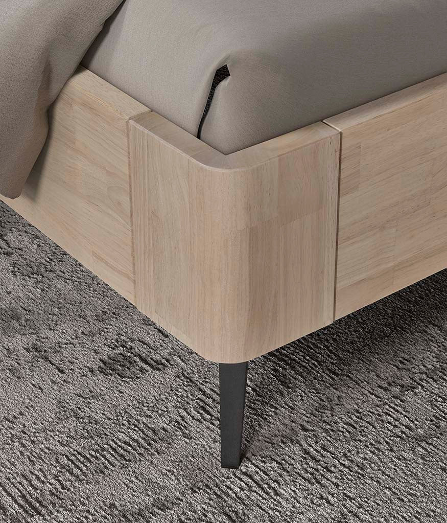 Mörgenn Luxury Line Hevea Ledikant - Rubberhout - Zonder matras 90x200 cm Sand Lyn (Geribbeld) - Mörgenn