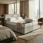 Mörgenn Opbergboxspring Havn met klep - Boxspring zonder matras met opbergruimte 90x200 Taupe Geen Matras - Mörgenn