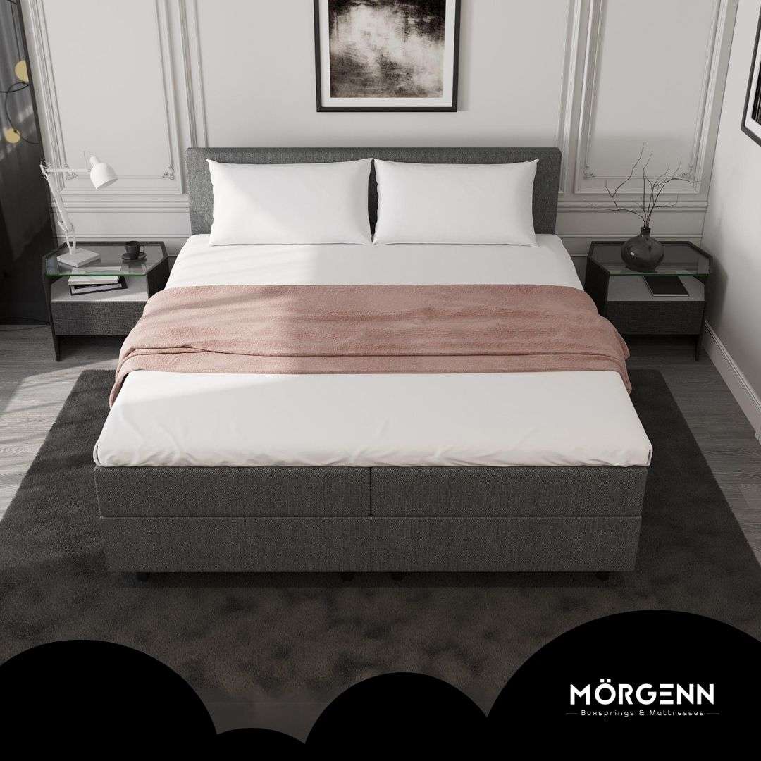 Mörgenn Opbergboxspring SENTO - Boxspring met opbergruimte - Pocketvering - Luxe topper - Incl. Dekbed en Kussens 80 x 200 Beige - Mörgenn