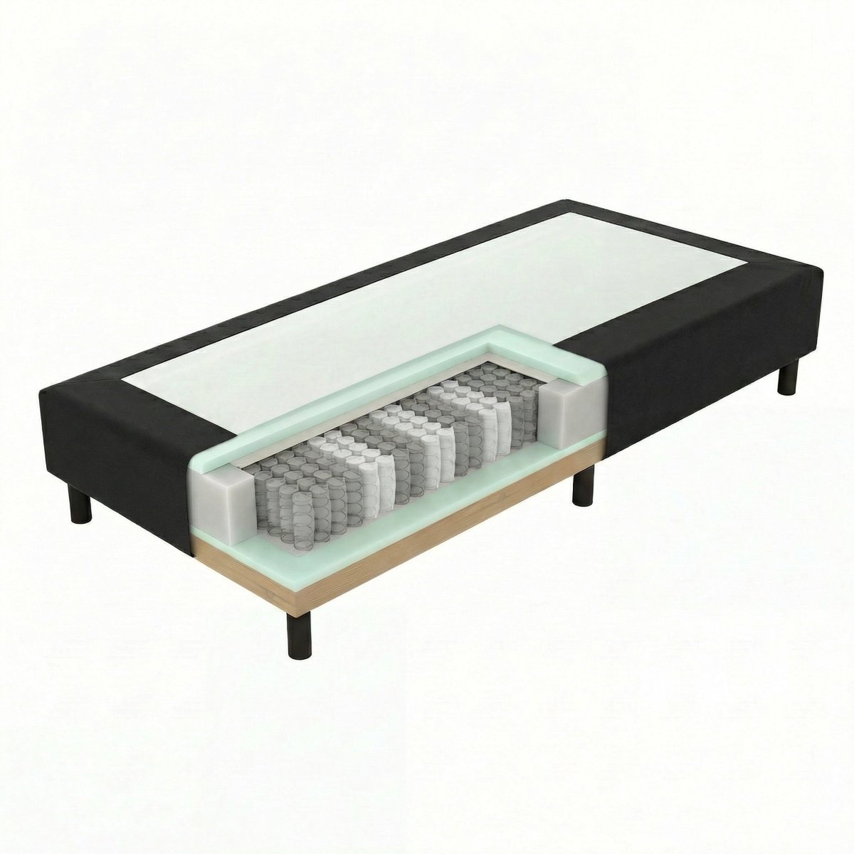 Mörgenn Pocket Boxspring - Pocketvering - Hotelkwaliteit - 20 of 30 cm hoog 60 x 200 ca. 20cm hoog Zwart - Mörgenn