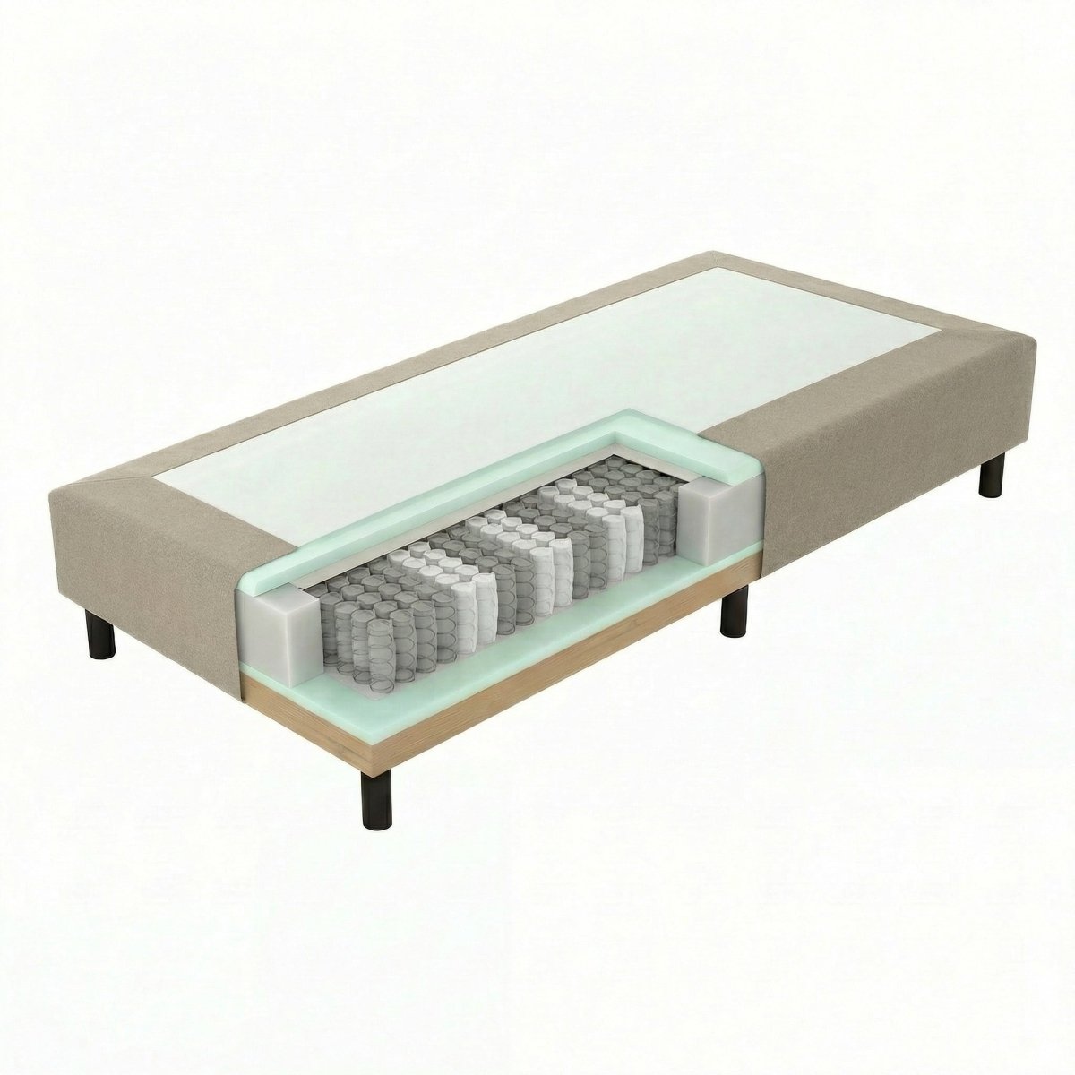 Mörgenn Pocket Boxspring - Pocketvering - Hotelkwaliteit - 20 of 30 cm hoog 60 x 200 ca. 20cm hoog Taupe - Mörgenn