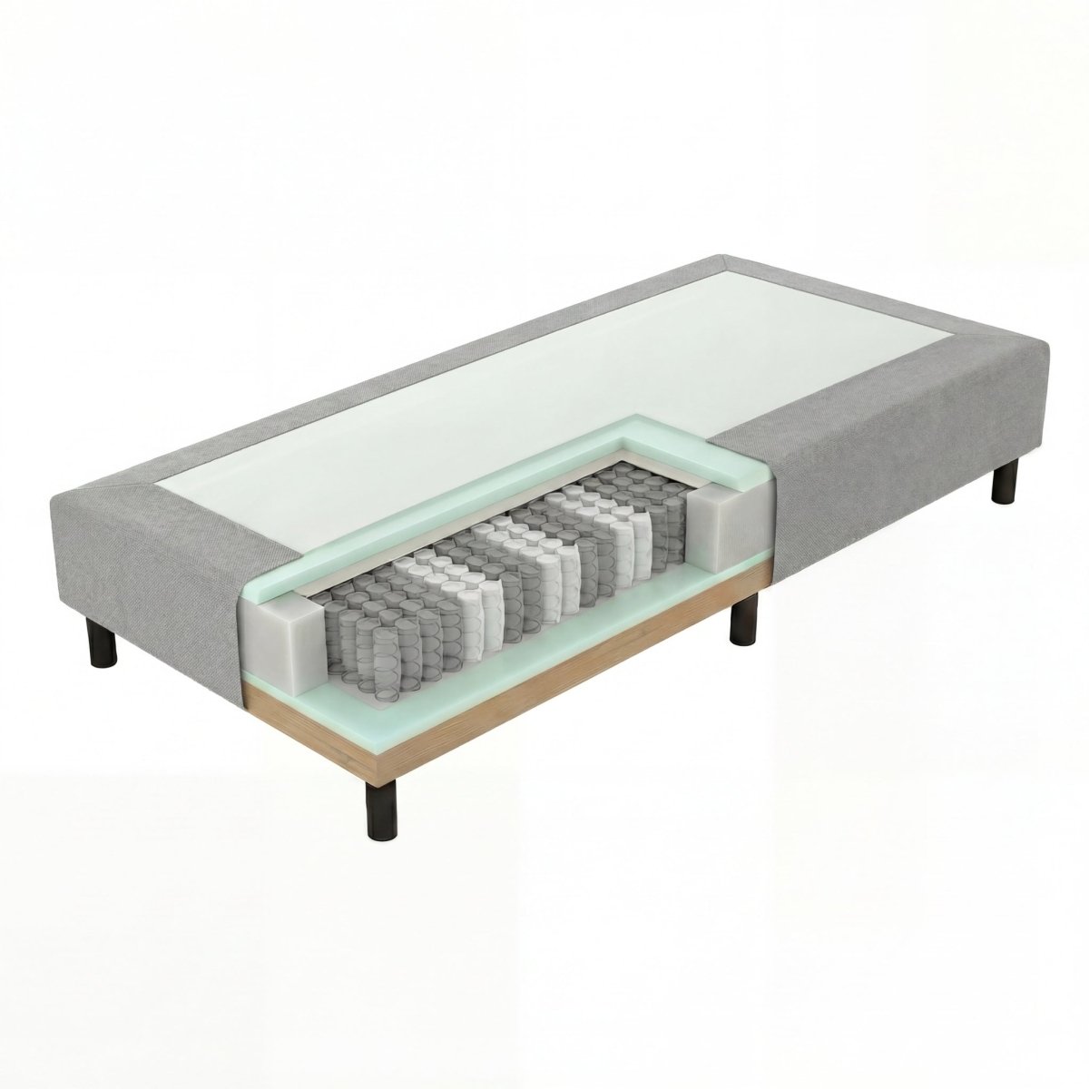 Mörgenn Pocket Boxspring - Pocketvering - Hotelkwaliteit - 20 of 30 cm hoog 60 x 200 ca. 20cm hoog Lichtgrijs - Mörgenn