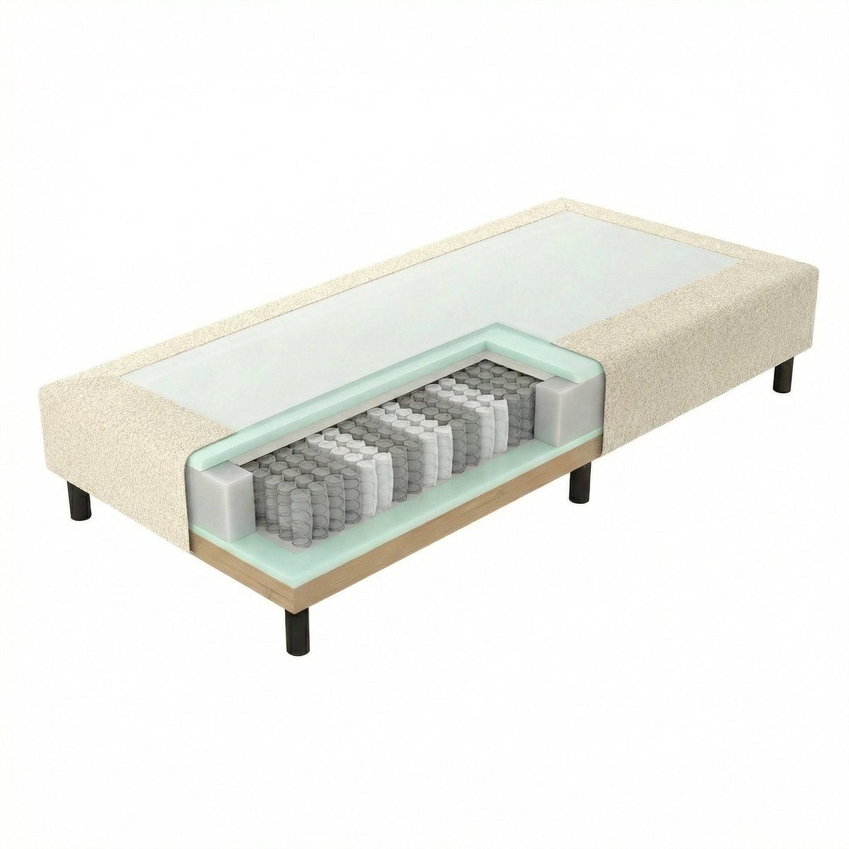 Mörgenn Pocket Boxspring - Pocketvering - Hotelkwaliteit - 20 of 30 cm hoog 60 x 200 ca. 20cm hoog Teddy Beige - Mörgenn